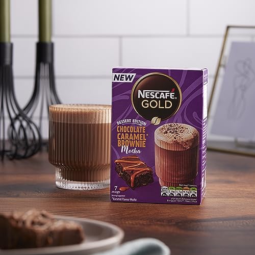 Nescafé Gold Coffee Chocolate Caramel Brownie Mocha 7 Sachets (149.8g) - "Chocolate Caramel Brownie Mocha - 7 Sachets of Decadence!"