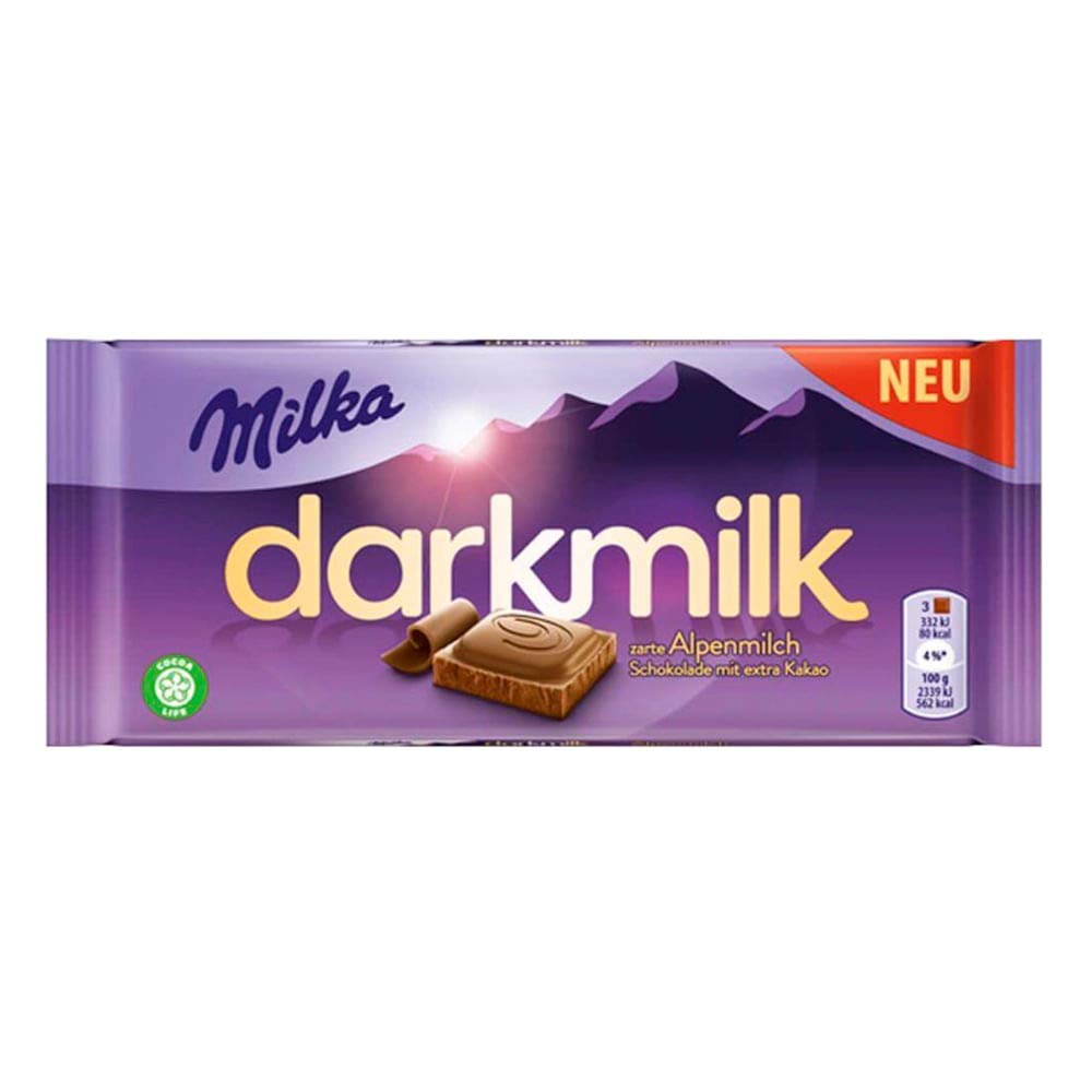 Milka Darkmilk Alpine Milk Chocolate with Extra Cocoa, 85 g - "Extra Cocoa Delight!"