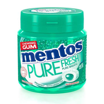 Mentos Chewing Gum Pure Fresh Spearmint With Green Tea 45 Pieces 90g Tub (Imported) - "Fresh Spearmint Green Tea Gum!"