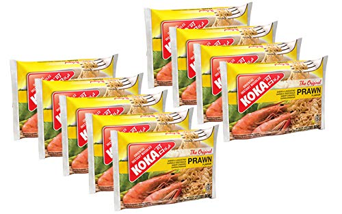 KOKA Oriental Instant Noodles Prawn Flavour- Pack Of 9 "(Halal Certified)" - No Artificial Colours, 890 Gm - Indulge in the delicious taste of prawns!