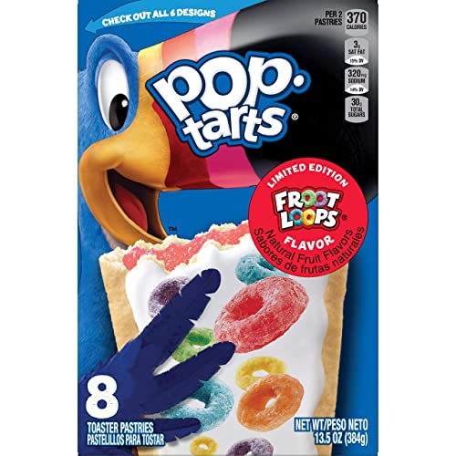 Pop Tarts Froot Loops Flavor 1-Box 8 Toaster Pastries, 2 x 384 g - "Froot Loops in a Pop-Tart!"