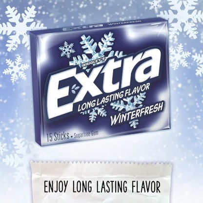 Extra Sugar-Free Chewing Gum 15-Sticks Each - Box of 10 (150 Sticks Total) (Wintergreen) - Wintergreen coolness!