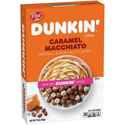 Post Dunkin Caramel Macchiato Breakfast Cereal, 311g - Wake up with caramel macchiato crunch!