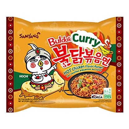 Samyang Korean Buldak Cheese Noodles PK1 & Buldak Carbo Noddles PK1 & Buldak Curry Pk1(420Gm)(Imported) Pack of 3 (Non - Vegetrian)