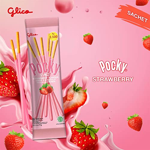 Pocky Strawberry Flavour Tasty Strawberry Crunchy Biscuits Lets Have Fun Together 12 Sachets 132g (Imported) Party Box - "Strawberry fun for all!"