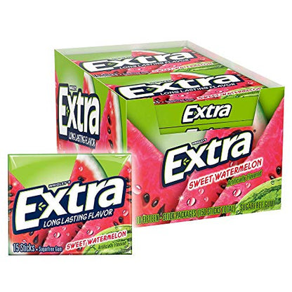 Extra Sugar-Free Chewing Gum 15-Sticks Each - Box of 10 (150 Sticks Total) (Watermelon) - Watermelon wonder!