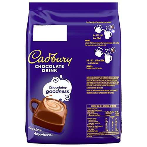 Cadbury 3 in 1 Hot Chocolate Drink Powder, 15 x 30gms - Triple chocolate delight