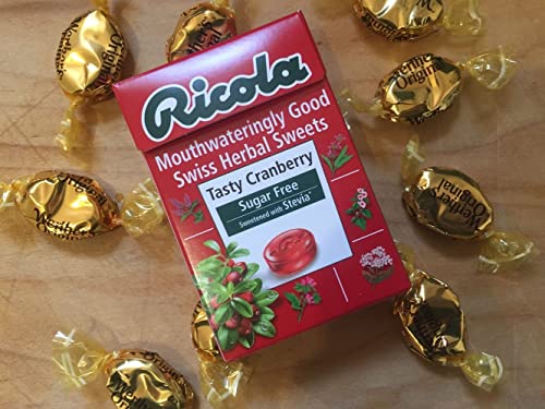 Ricola Tasty Cranberry Swiss Herb Lozenges Sugar Free Candy - 2 Pack, 2 x 45 g - Tasty Cranberry Duo!