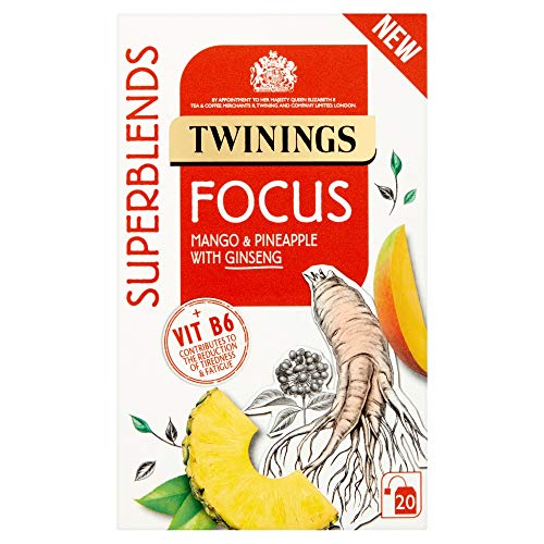 Twinings Superblends Focus Mango & Pineapple with Ginseng Tea 20 Tea Bag, 30g