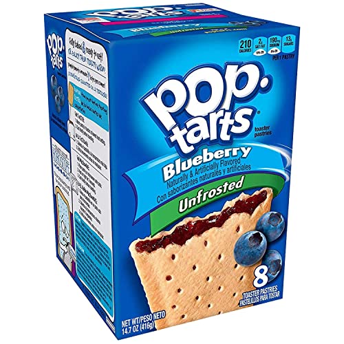 Pop Tarts Unfrosted Blueberry Pack of 2, x 416 g - "Double blueberry delight!"