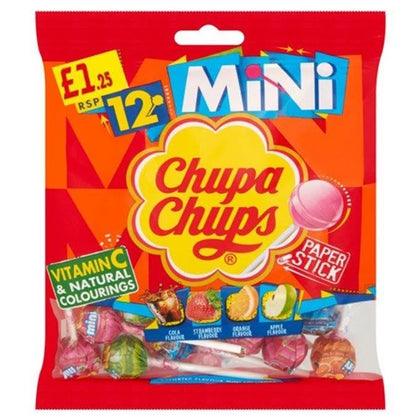 Chupa Chups 12 Mini Lollipops with Cola, Strawberry, Orange & Apple Flavoured, 72g - Mini lollipop assortment