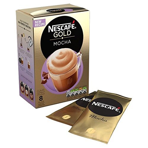 Nescafe Gold Mocha Instant Coffee Sachets, 8 x 22 g - "Gold Mocha Magic - Eight Sachets of Chocolatey Bliss!"