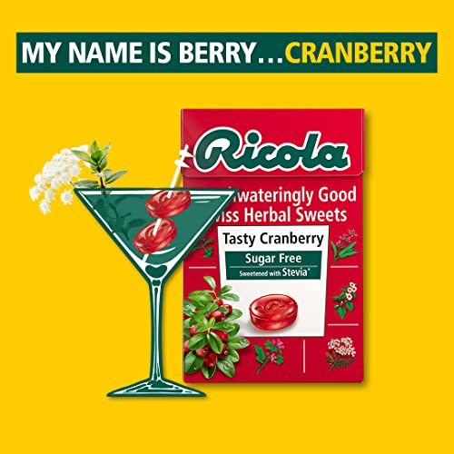 Ricola Tasty Cranberry Swiss Herb Lozenges Sugar Free Candy - 2 Pack, 2 x 45 g - Tasty Cranberry Duo!