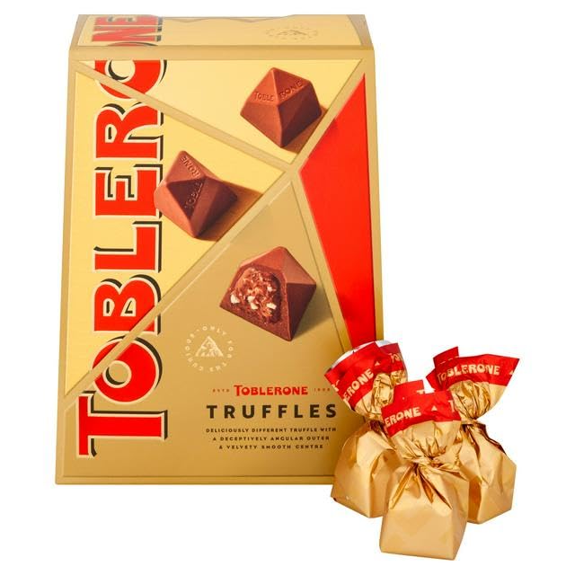 Toblerone Truffles Treats Pack a Velvety Smooth Milk Chocolate Centre with Crunchy Almond and Nougat to Boost 180g (Gift Box)