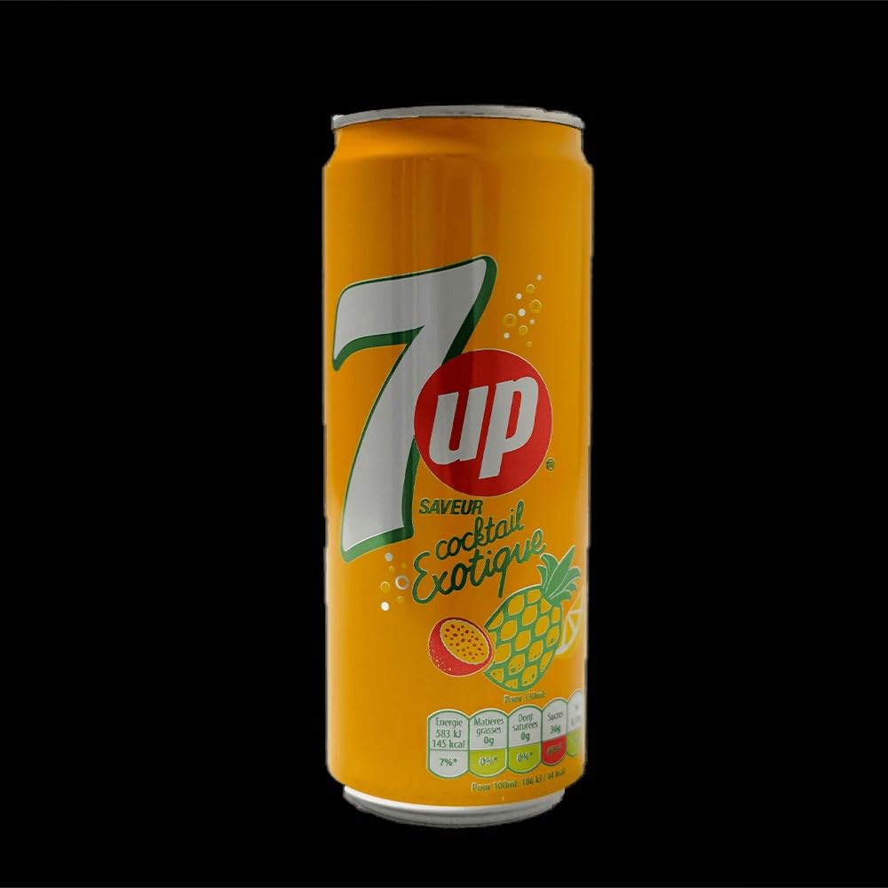 7up Exotic Cocktail Imported Soda Can - A Refreshing Blend of the Juiciest Fruits in a Fun-Sized Can, 330ml - Case of 24