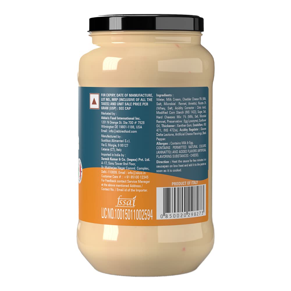 Abbie's White Double Cheddar Pasta Sauce, 400g - Double the Cheddar Goodness!