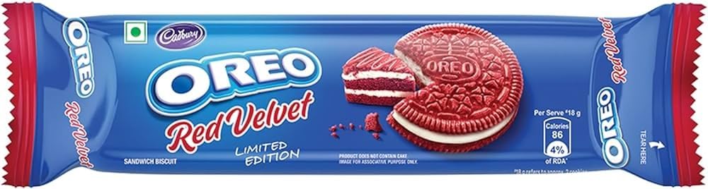 Oreo Red Velvet 133g - Decadent Biscuits Infused with Rich Red Velvet Flavor, Creamy Filling, Perfect Dessert Delight - "Red velvet indulgence!"