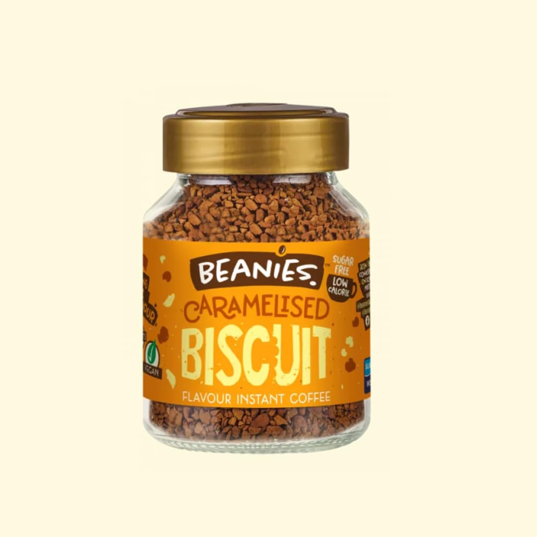 BEANIES | Flavour Instant Coffee | Double Chocolate 50g | Cookies & Cream 50g | Caramelised Biscuit 50g | low calorie | sugar free | Pack of 3 - Indulge your senses, guilt-free