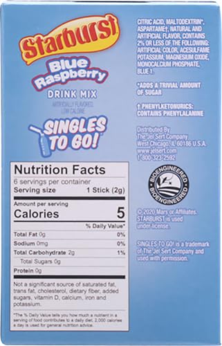 Starburst Zero Sugar Blue Raspberry Singles to Go Drink Mix, 13.5g