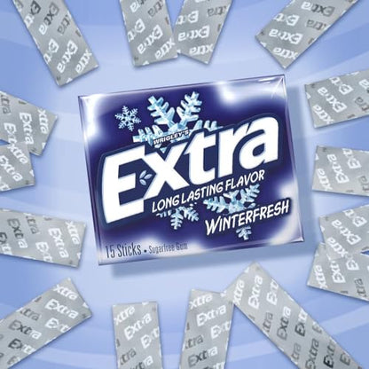 Extra Sugar-Free Chewing Gum 15-Sticks Each - Box of 10 (150 Sticks Total) (Wintergreen) - Wintergreen coolness!