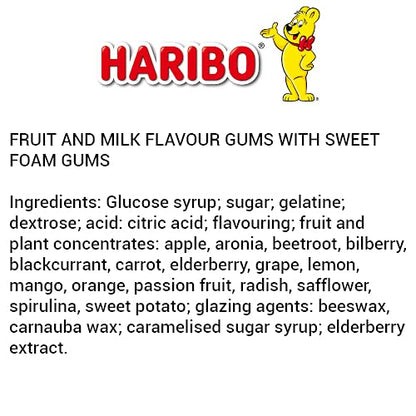 HARIBO Supermix Fruit and Milk Flavour Gummy Candies, 160 gm, Blue & White (105065943) - Blue and white gummy candies with fruit and milk flavors.