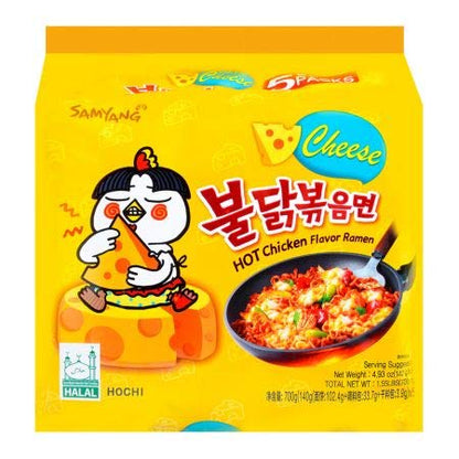 Samyang Hot Chicken Ramen Cheese Noodles, 5 X 140 grams