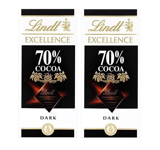 Lindt Excellence 70% Cocoa Dark Chocolate, 2 X 100g (Pack of 2)