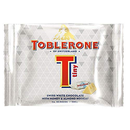 Toblerone Swiss White Chocolate with Honey & Almond Nougat Pouch, 4 X 200 g