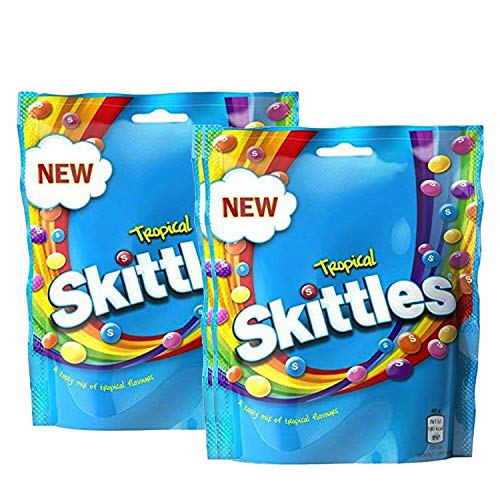 Skittles Tropical Candies Pack of 2 Pouch, 2 x 196 g