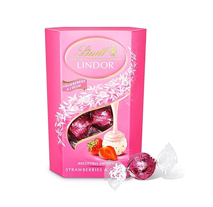 Lindt Lindor Strawberries & Cream Chocolate Truffles Box 200Gram