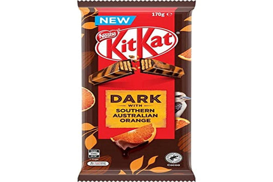 KitKat Dark With Southern Australian Orange 170g - Savor the tangy sweetness of Southern Australian oranges in KitKat Dark, 170g.