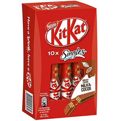 Nestlé Kitkat Singles Milk And Cocoa Chocolate Bars, 10X15.2G - "KitKat Singles - 10x15.2g of Milk & Cocoa Chocolate Bars!"