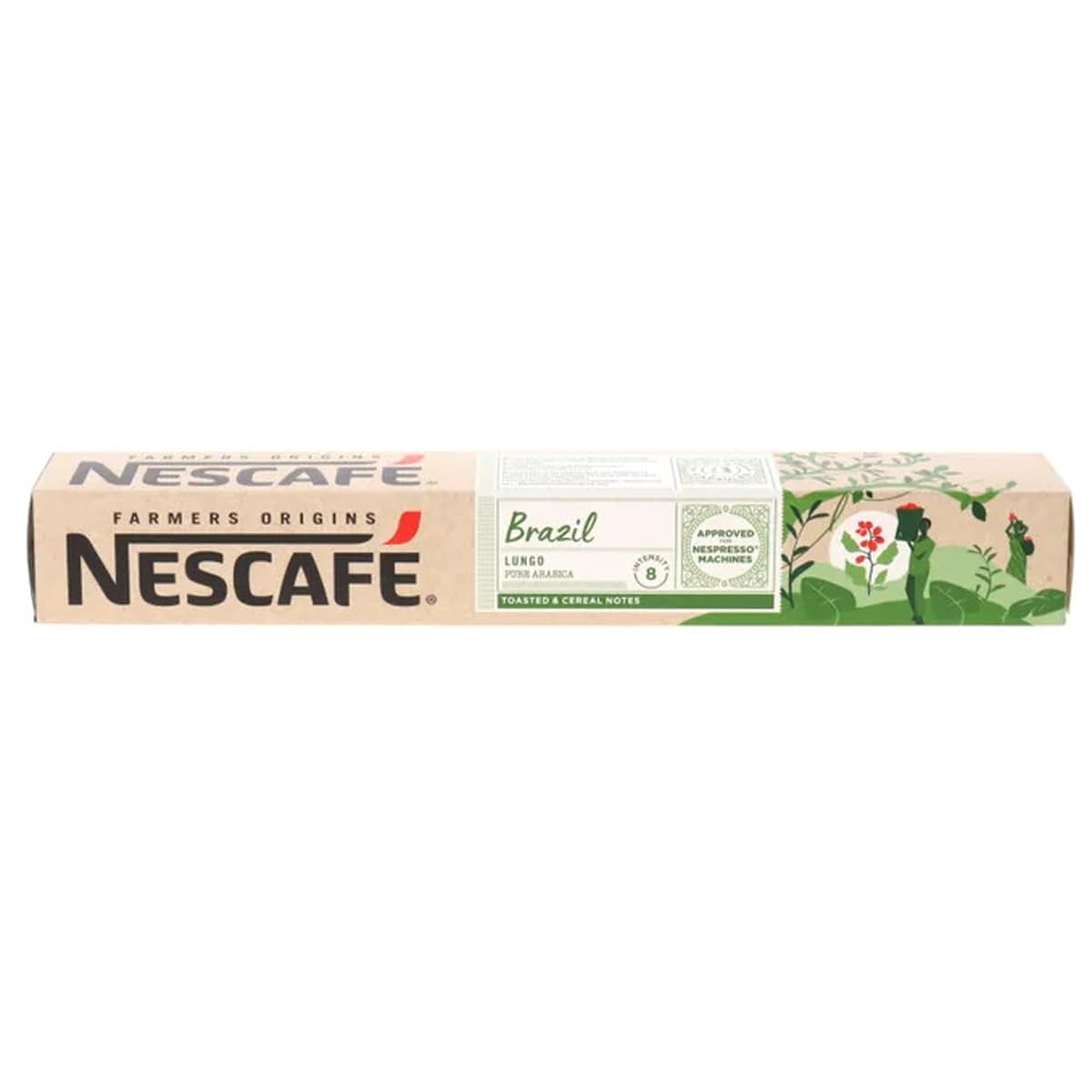 Nescafé Farmers Origins Coffee Capsules | Brazil Lungo | Pure Arabica with Toasted & Cereal Notes - 10 Pods Per Pack