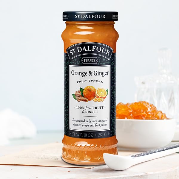 St Dalfour Orange & Ginger Fruit Spread 284 g | No Added Sugar | 100% from Fruit | No Added Preservatives, Colours, Flavors or Sweeteners | No Corn Syrup | Traditional French Recipe