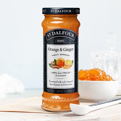 St Dalfour Orange & Ginger Fruit Spread 284 g | No Added Sugar | 100% from Fruit | No Added Preservatives, Colours, Flavors or Sweeteners | No Corn Syrup | Traditional French Recipe