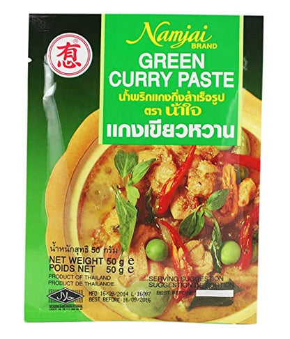 Namjai Green Curry Paste, 4 x 50 g - "Green Curry Family Pack!"