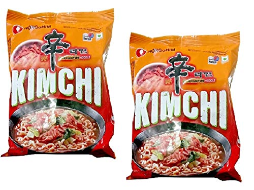 Nongshim Shin Ramyun Kimchi Instant Noodles 120gm*2Pack (Imported) - "Nongshim Shin Ramyun Kimchi - 2 Pack, 120g Each of Spicy Kimchi Noodles!"