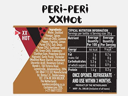 Nando's Peri Peri Chilli Sauce - XX Hot 250g + Hot 250g, Pack of 1 each, Product of Netherlands - "XX Hot & Hot Peri Peri Combo!"