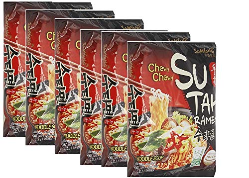 Samyang Chewy Chewy Sutah Raman Veggie Noodles 140gm*Pack6 (Pack of 6) (Imported)