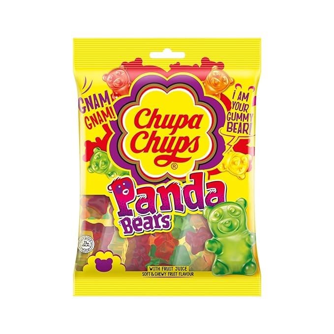 Chupa Chups Panda Bears - Soft & Chewy Gummy Candy with Real Fruit Juice | Irresistible Fruit Flavour | Fun Snack for Kids and Adults | 160g Pack - Panda bear gummies