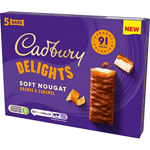 Cadbury Delights Soft Nougat Orange & Caramel Flavour (5 Bars) 110g - Orange caramel nougat