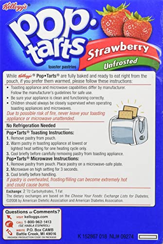 Pop Tarts Unfrosted Strawberry Pack of 4 Pouch, 4 x 416 g - "Four-pack of unfrosted strawberry!"