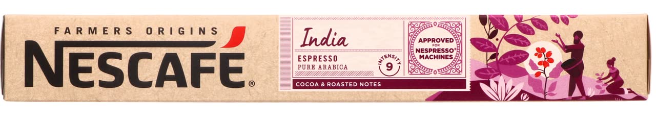 Nescafé Farmers Origins Coffee Capsules | India Espresso | Pure Arabica with Cocoa & Roasted Notes - 10 Pods Per Pack