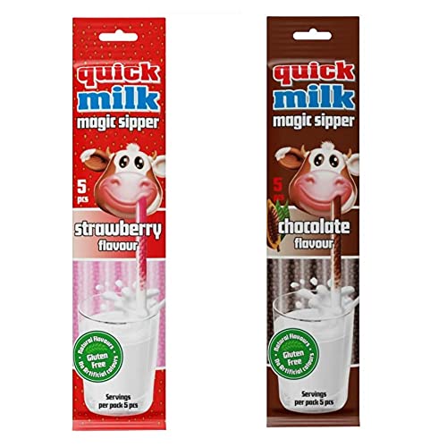 Quick Milk Magic Sipper Straw Combo Pack, Strawberry, Chocolate, Gluten Free 30g Pack Of 2 - Combo pack of gluten-free sipper straws!