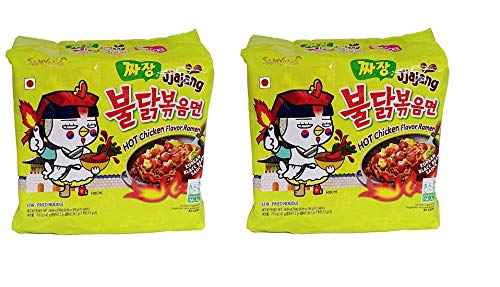 Samyang Jjajang Hot Chicken Flavour Ramen Instant Korean Noodles - 140gm*10Pack (5Pack X 2Combo) (Imported)