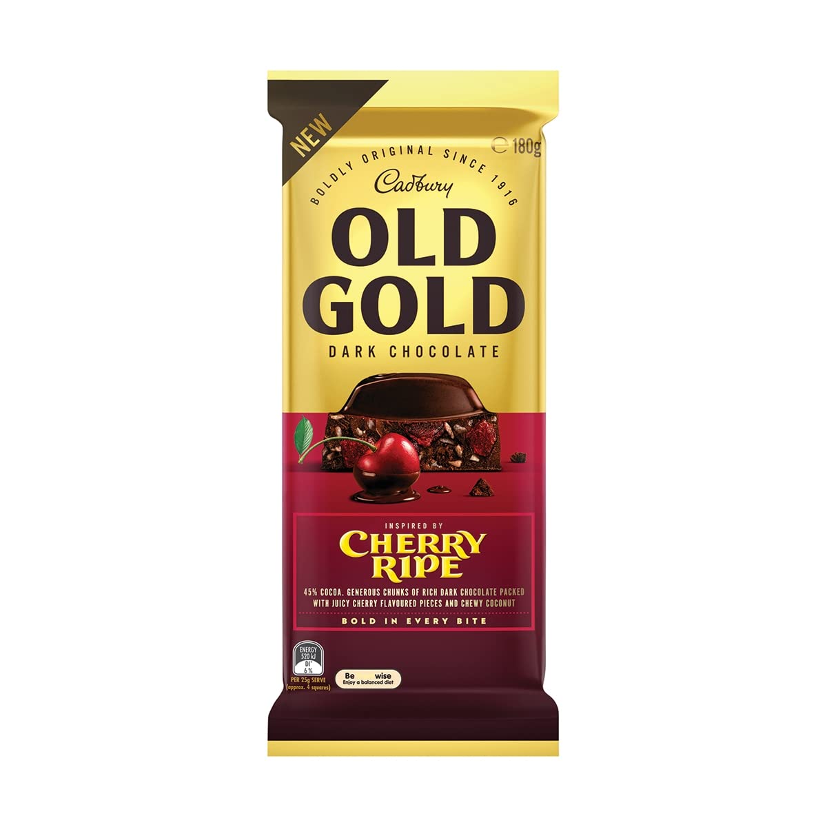 Cadbury Old Gold Cherry Ripe Dark Chocolate, 6.35 oz / 180g - Cherry ripe goodness