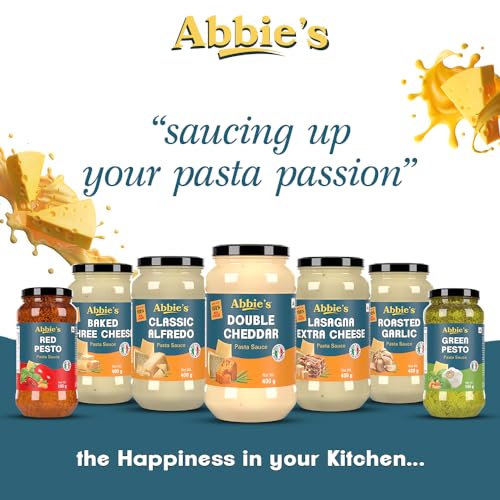 Abbie's Classic Cheesy Pasta Alfredo White Sauce, 400g - Traditional Italian Cheese Sauce, For Pasta And Pizza, Made With Real Cheese, Imported Pasta Sauce - Italian Excellence in a Jar!