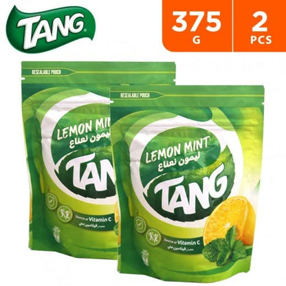 Tang Lemon Mint Instant Drink powder Resealable Pouch Imported, 375g Each (Pack of 2)