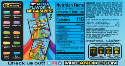 Mike & Ike Mega Mix 10 Flavours Chewy Assorted Candy Box, 141g - "10-Flavor Fun!"