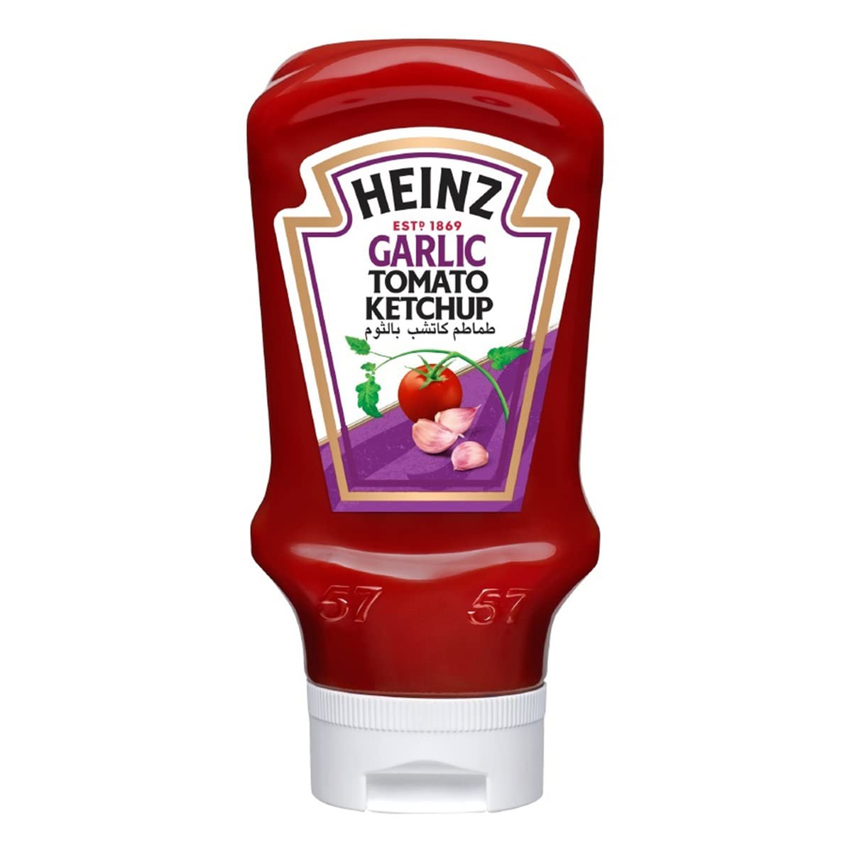 Heinz Garlic Tomato Ketchup, 460g - Tomato ketchup infused with garlic flavor.